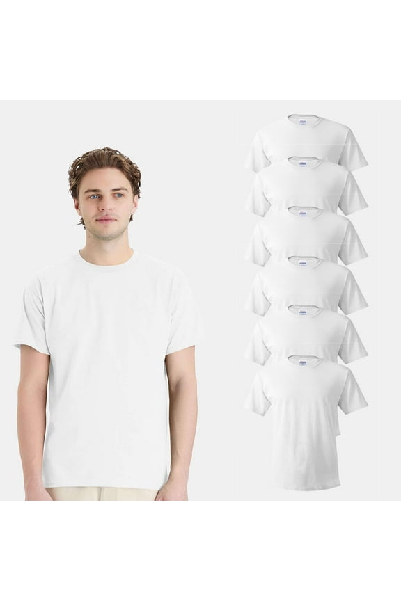 - Men Bulk T-Shirt, Short Sleeve Tee | Crew Neck, Classic Fit Tee | 5 oz, 100% Cotton | White Pack of- 6, Size: L