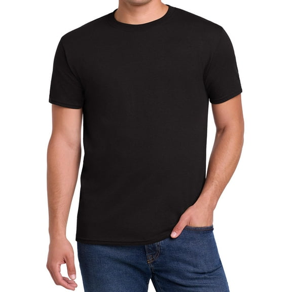 Hanes Men EcoSmart T-Shirt, Short Sleeve Crew Neck Cotton-Poly Blend Classic Tee, Black, L