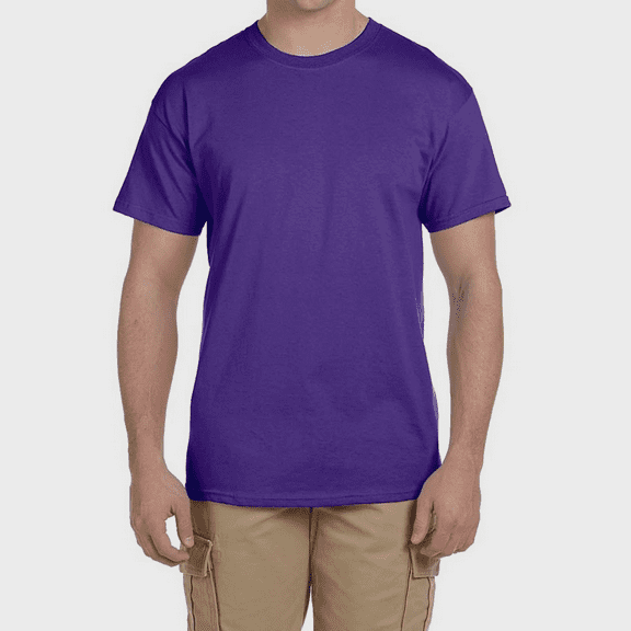 Hanes Men EcoSmart T-Shirt, Short Sleeve Crew Neck Cotton-Poly Blend Classic Tee, Purple, L