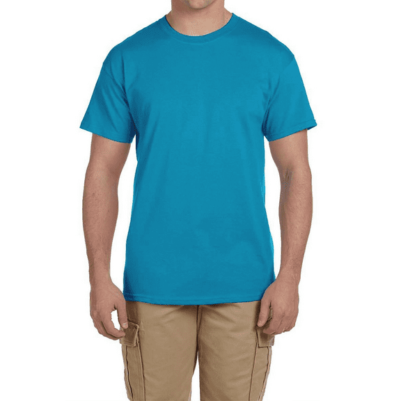 Hanes Men EcoSmart T-Shirt, Short Sleeve Crew Neck Cotton-Poly Blend Classic Tee, Teal, M