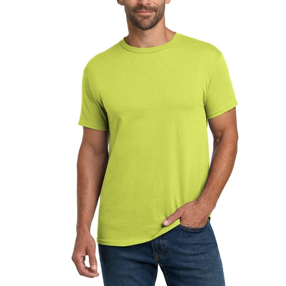 Hanes Men Essential-T High Visibility T-Shirt, Short Sleeve Tee, Safety Green, CVC Blend, S