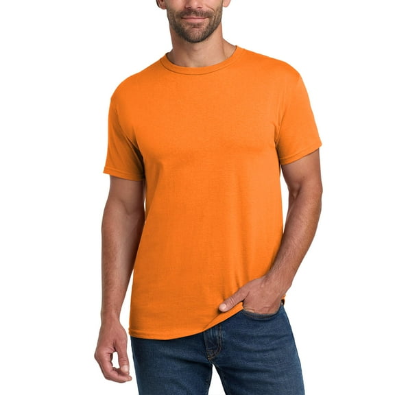 Hanes Men Essential-T High Visibility T-Shirt, Short Sleeve Tee, Safety Orange, CVC Blend, S