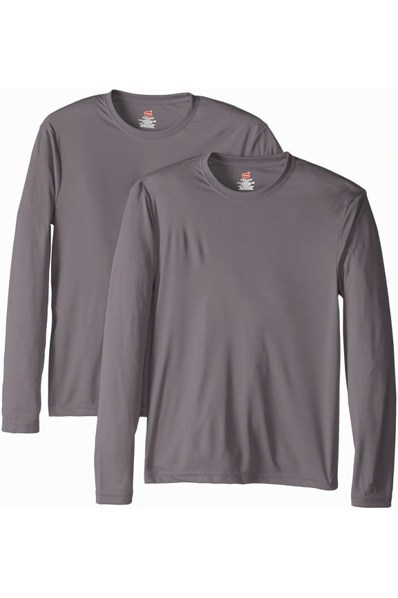 Men Two Pack Long-Sleeve Cool Dri T-Shirts, Pack of 2
