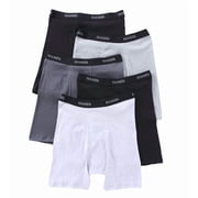 Mens Hanes 76925P Premium Cotton Stretch Boxer Briefs - 5 Pack Black/Grey Assorted S