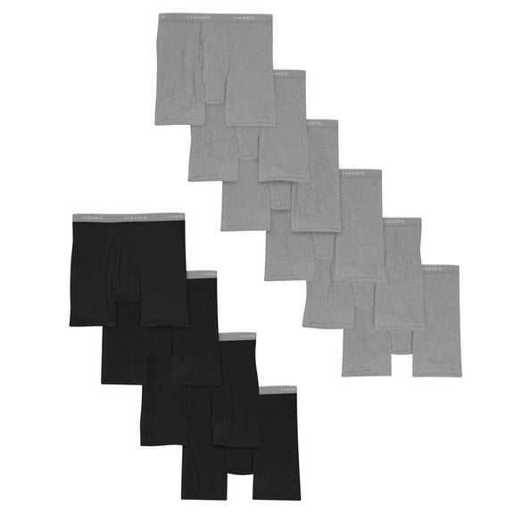 Hanes Men's Cool Dri Tagless Boxer Briefs With Comfort Flex Waistband, Multipack, 10 Pack - Marled Black/Gray Assorted , Medium