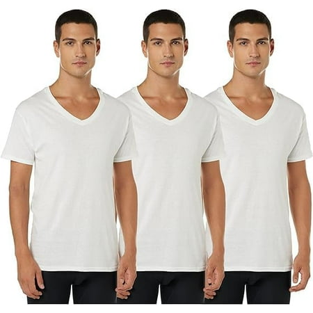 Hanes Men's 100% Cotton Soft Traditional Fit V-Neck Undershirt, 3-Pack, 2XL