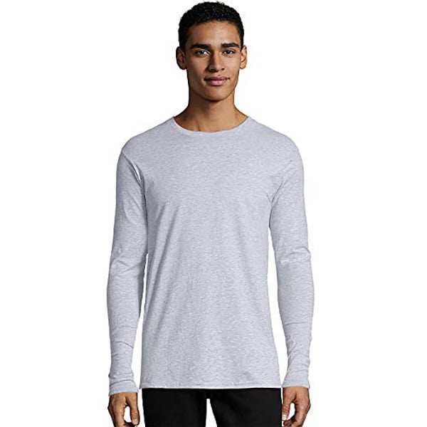 Hanes Men's 100 Percent Cotton Long Sleeve T-Shirt 498L - Walmart.com