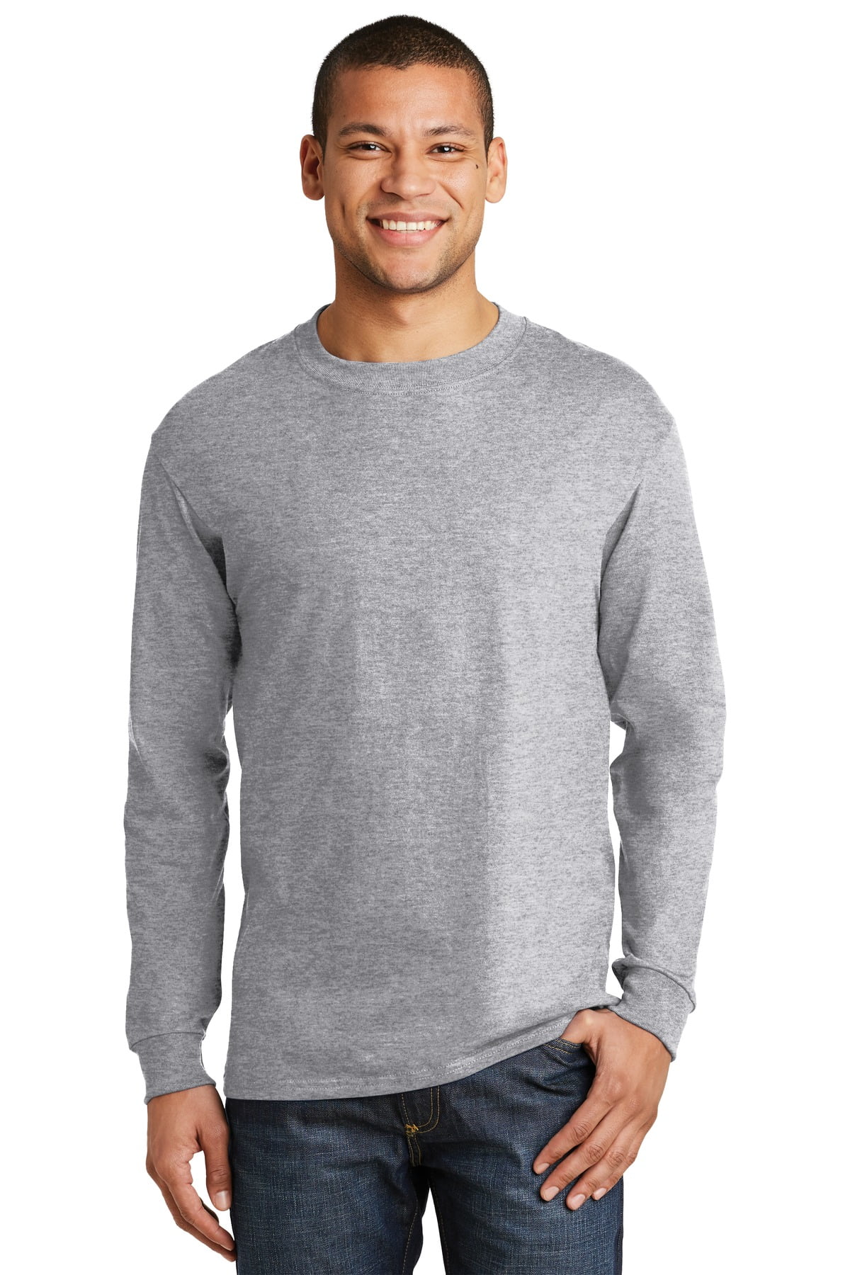 Hanes Men's 100 Percent Cotton Long Sleeve T-Shirt - 5186 - Walmart.com