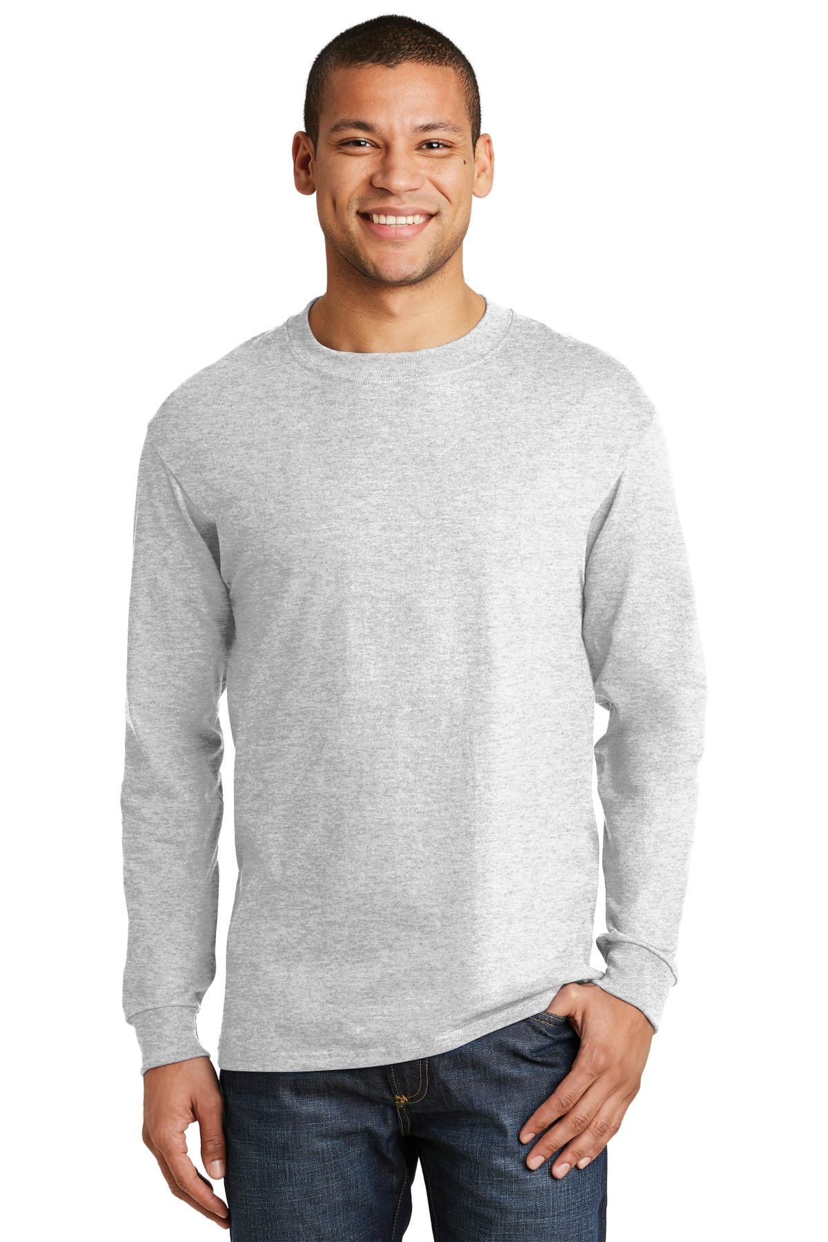 Hanes Men's 100 Percent Cotton Long Sleeve T-Shirt 5186 - Walmart.com