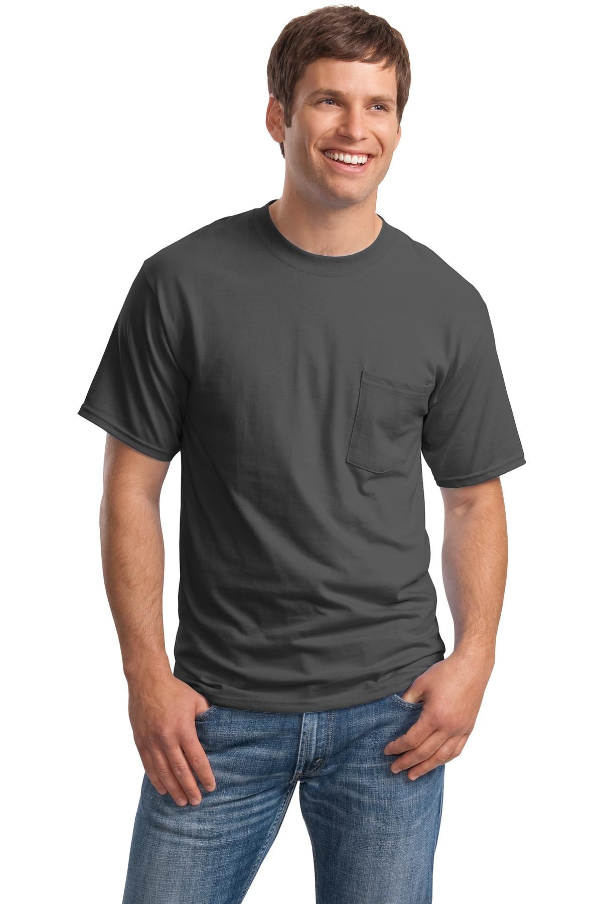 Hanes Men's 100 Percent Cotton T-Shirt with Pocket. 5190 - Walmart.com