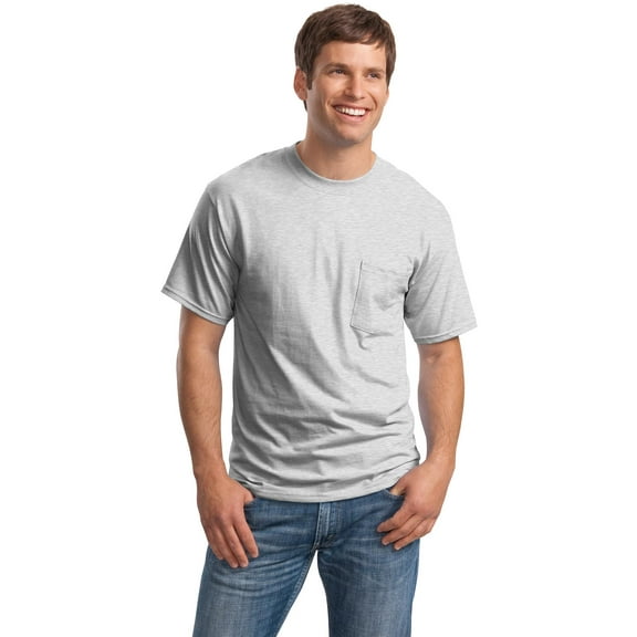 Hanes Men's 100 Percent Cotton T-Shirt with Pocket. 5190