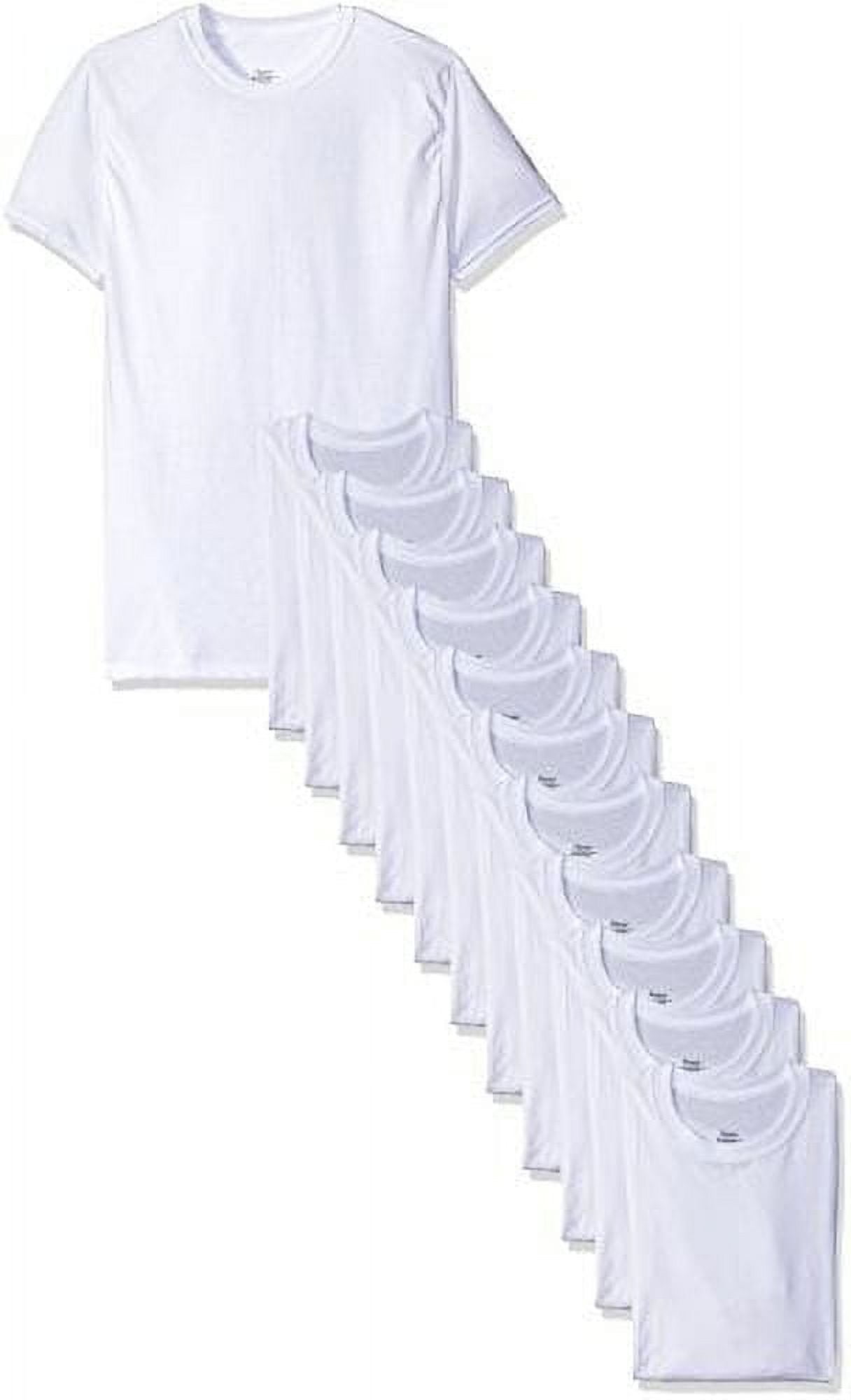 Hanes Men's Large, 12-Pack Crew Neck T-Shirts, White, Tagless