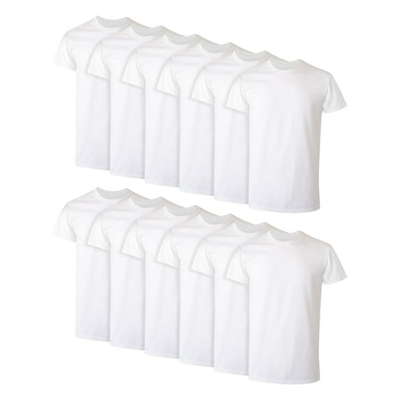 Hanes Men's 12-Pack Crew T-Shirt, White, Small