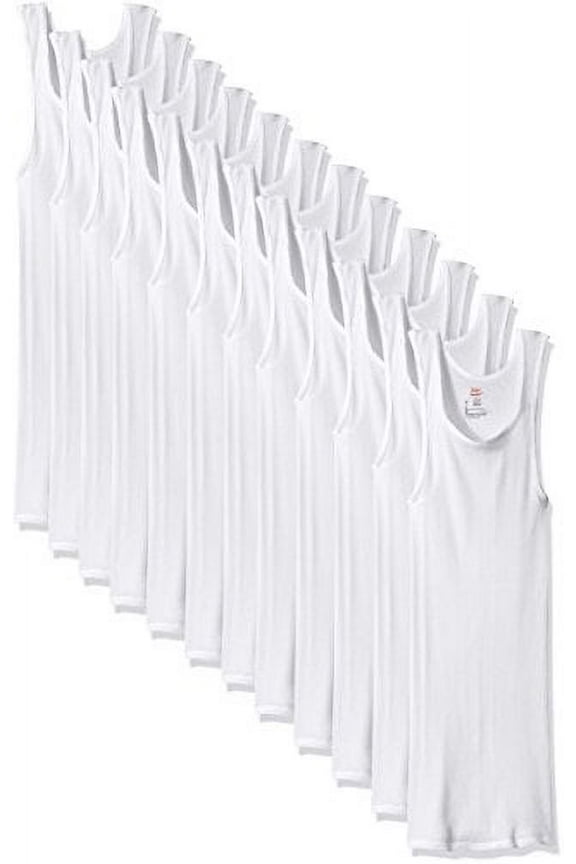Men's 12-Pack FreshIQ ComfortSoft Tanks, White, Large