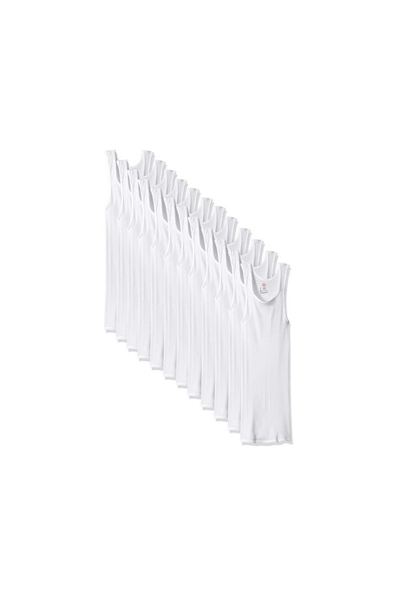 Men's ComfortSoft Moisture Wicking Tagless Tank Undershirts-Multipacks, White 12-Pack, Medium