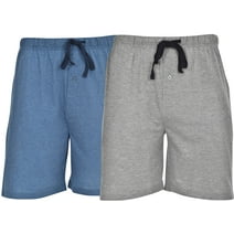 Hanes Men's 2-Pack Cotton Drawstring Knit Shorts Waistband & Pockets, Active Grey Heather/Bright Navy, 2X-Large