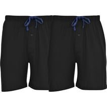 Hanes Men's 2-Pack Cotton Knit Shorts Waistband & Pockets, Assorted Colors and Sizes Black/Black Large