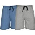 thumbnail image 1 of Hanes Men's 2-Pack Cotton Lounge Drawstring Knit Shorts with Waistband & Pockets, Grey Heather/Chambrey Blue, 5X-Large, 1 of 4