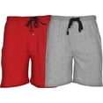thumbnail image 1 of Hanes Men's 2-Pack Cotton Lounge Drawstring Knit Shorts with Waistband & Pockets, Red/Grey Heather, X-Large, 1 of 5