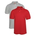 thumbnail image 1 of Hanes Men's 2 Pack Short Sleeve Jersey Pocket Polo, Light Steel/Deep Red, XL, 1 of 1