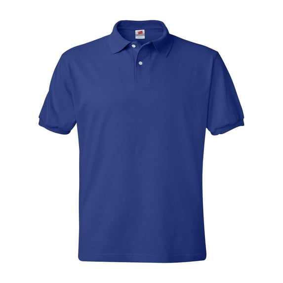 Hanes Men's 2 Pack Short Sleeve Jersey Pocket Polo, White/Deep Royal, Small