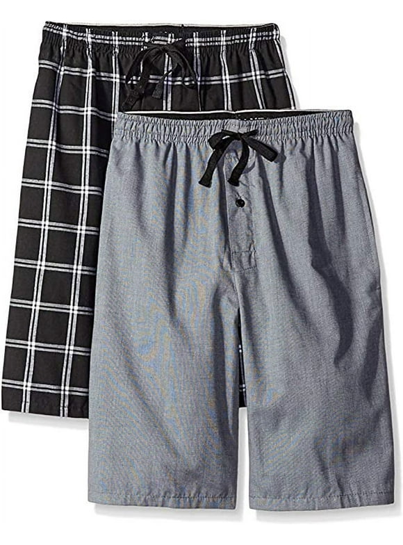 Hanes Men's 2-Pack Woven Pajama Short, Black/Grey, Small