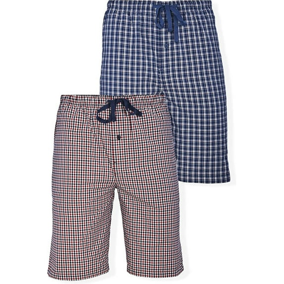 Hanes Men's 2-Pack Woven Pajama Short, Red/Navy, X-Large