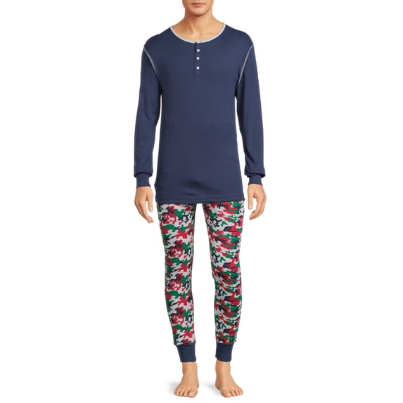 Hanes Men's 2 Piece Long John Sleep Set