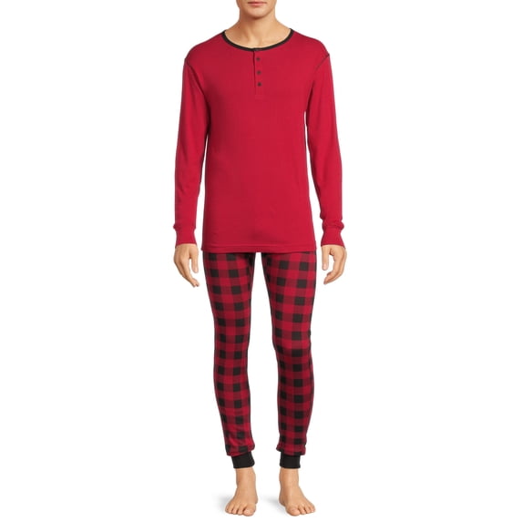 Hanes Men's 2 Piece Long John Sleep Set