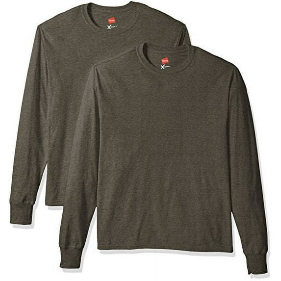 Hanes Men's 2 Pk X-Temp Long Sleeve Tee, Camouflage Green Heather, XXX-Large Pack of 2