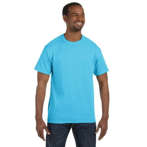 Hanes Men's 3 Pack Authentic 6 Oz Cotton Crewneck Blue Horizon T-Shirt, Size XL