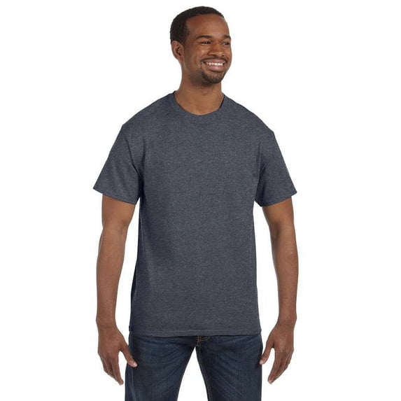 Hanes Men's 3 Pack Authentic 6 Oz Cotton Crewneck Charcoal Heather T-Shirt, Size M