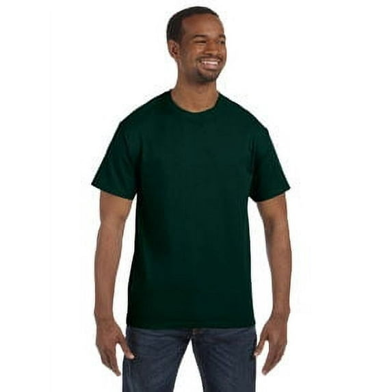 Hanes Men's 3 Pack Authentic 6 Oz Cotton Crewneck Deep Forest T-Shirt, Size 4XL