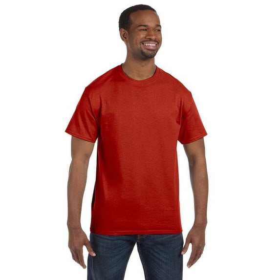 Hanes Men's 3 Pack Authentic 6 Oz Cotton Crewneck Deep Red T-Shirt, Size 3XL