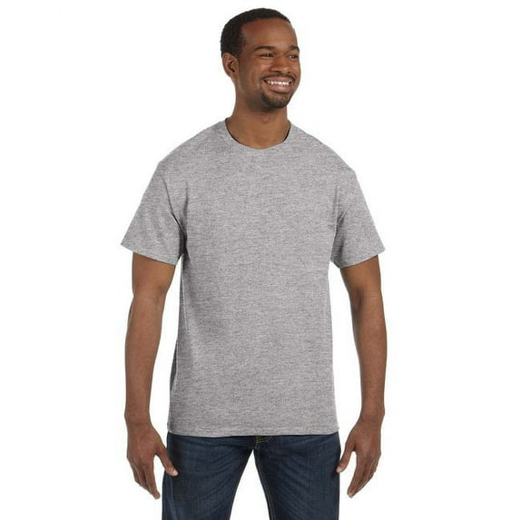 Hanes Men's 3 Pack Authentic 6 Oz Cotton Crewneck Light Steel T-Shirt, Size 4XL