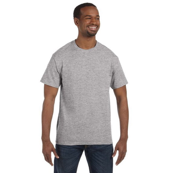 Hanes Men's 3 Pack Authentic 6 Oz Cotton Crewneck Light Steel T-Shirt, Size L