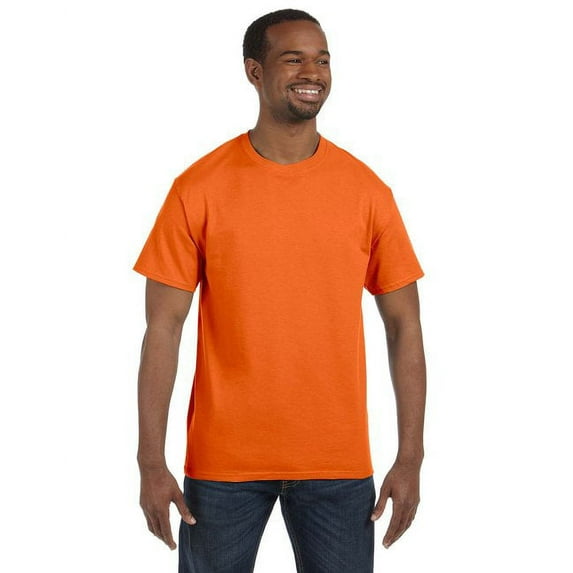 Hanes Men's 3 Pack Authentic 6 Oz Cotton Crewneck Orange T-Shirt, Size XL