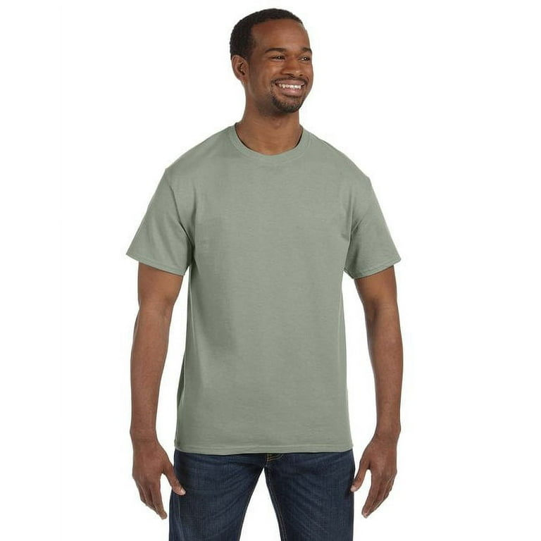 Hanes Men\'s 3 Pack Authentic 6 Oz Cotton Crewneck Stonewash Green T-Shirt,  Size S