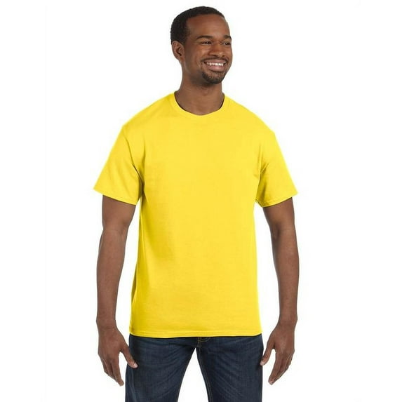Hanes Men's 3 Pack Authentic 6 Oz Cotton Crewneck Yellow T-Shirt, Size L