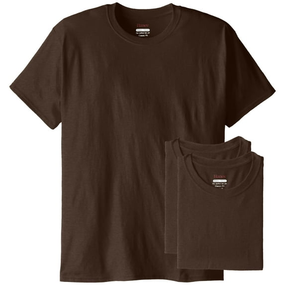 Hanes Mens ComfortBlend EcoSmart Crewneck T-Shirt (Pack of 3) 3 Heather Brown