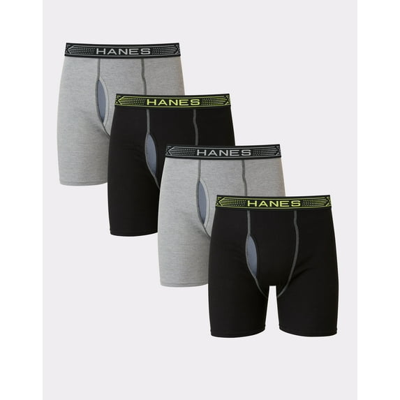 Hanes Men's 4-Pack Boxer Briefs X-Temp Cotton No Ride Up FreshIQ Assorted Colors