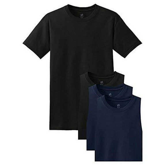Hanes Men's 4 Pack Comfortsoft T-Shirt, 2 Black / 2 Pale Pink, Medium Pack4
