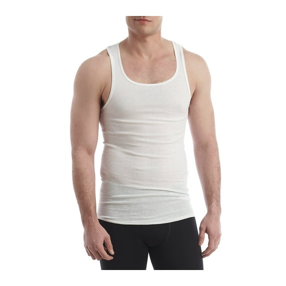 Hanes Men's 4-Pack FreshIQ Tanks, White, Medium