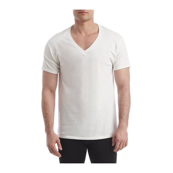 Hanes Men's 4-Pack FreshIQ V-Neck Shirt, White, Small