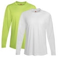 thumbnail image 1 of Hanes Men’s 4 oz Cool Dri Long Sleeve Performance T-Shirt (Pack of 2) (1 Safety Green / 1 White), 1 of 1