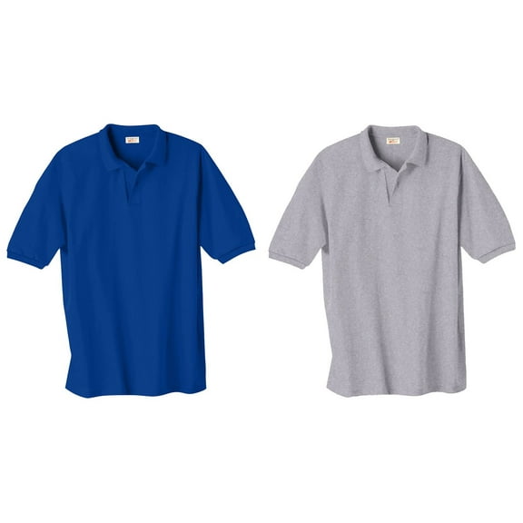Hanes Men's 5.2 oz Hanes STEDMAN Blended Jersey Polo (Pack of 2) (1 Light Steel / 1 Deep Royal)