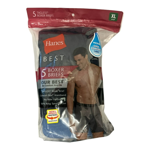 Hanes Men's 5Pack Best Comfort & Fit Tagless Flex Waistband No RideUp