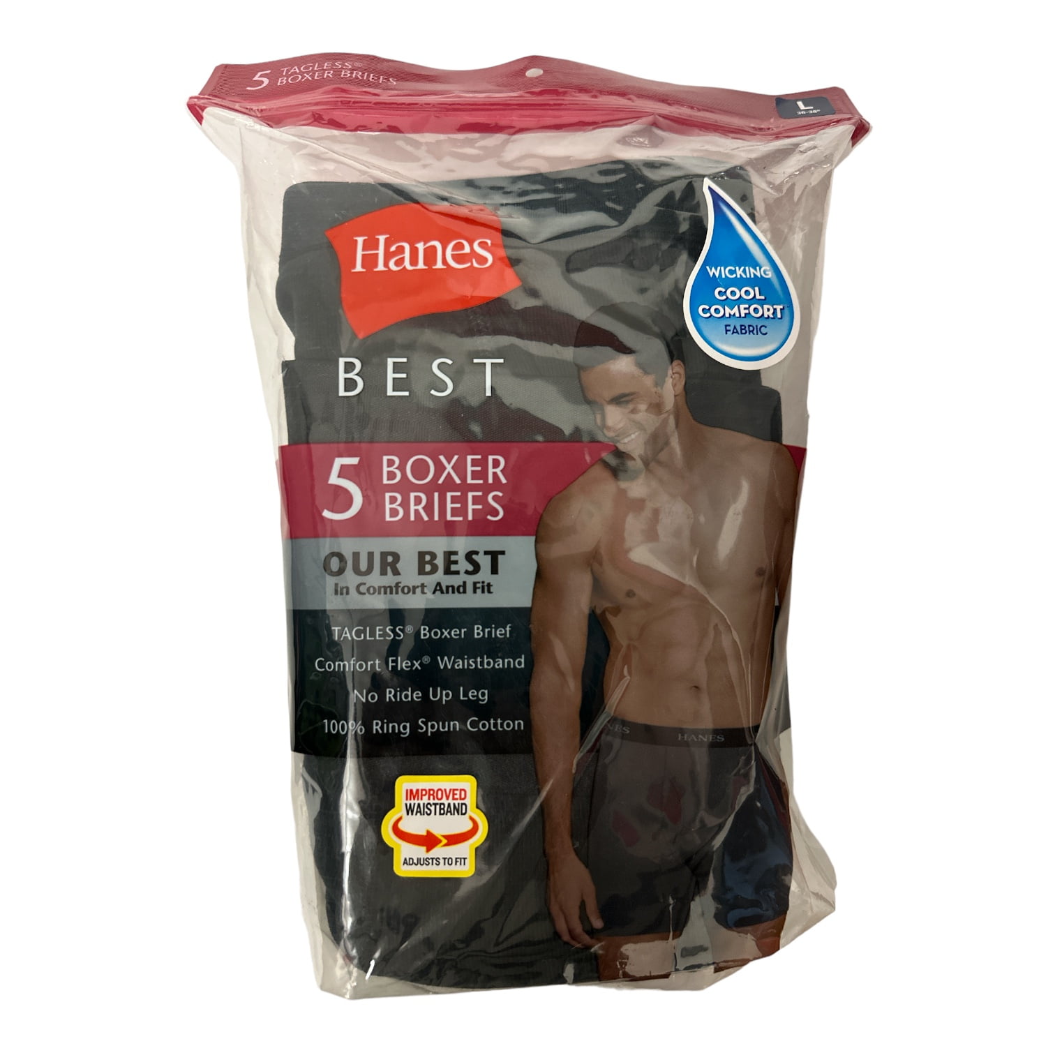 Hanes Men's FreshIQ Boxer Briefs 6-Pack With Odor Protection - Super Soft Cotton Comfort - View #5