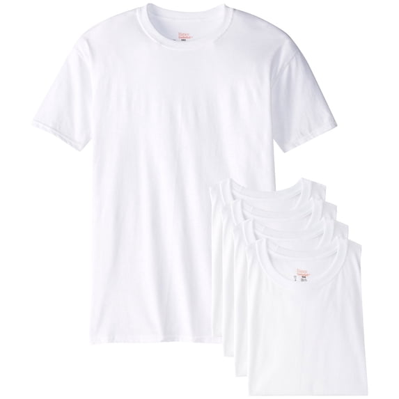 Hanes Men's 5-Pack Best Crew T-Shirt, White, X-Large