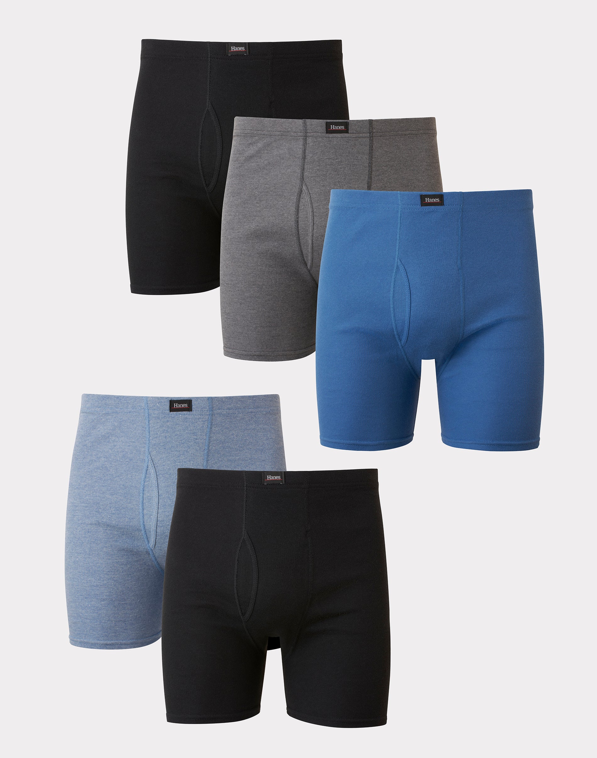 Hanes Boxer Briefs Uomo Con Cintura Comfort Flex, Confezione Da 4, Colori Nero E Grigio Assortiti, Taglia XX-Large, Cotone Morbido Prelavato
